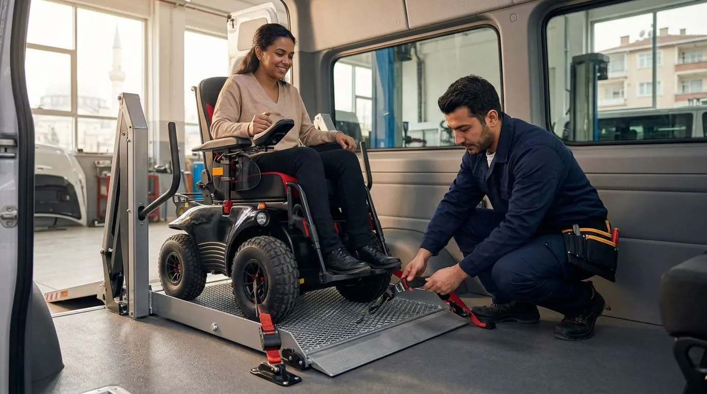 Meyra Optimus 2 için engelli araç lifti ve platform lift montajı yapılan erişilebilir araç