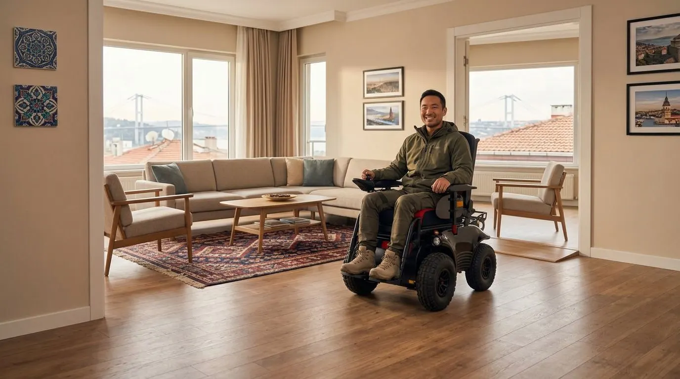 Meyra Optimus 2 için düzenlenmiş erişilebilir ev içi manevra alanı ve eşik rampası