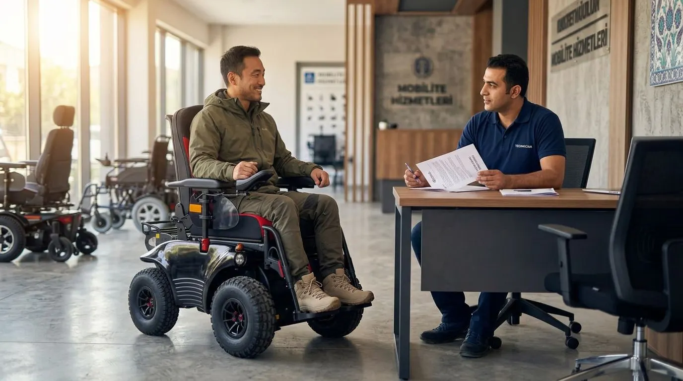 Meyra Optimus 2 garanti ve servis belgeleri kontrol edilen akülü tekerlekli sandalye